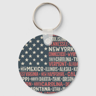 USA States & huvudstäder Nyckelring