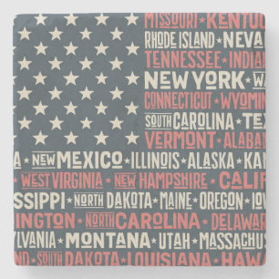 USA States & huvudstäder Underlägg Sten
