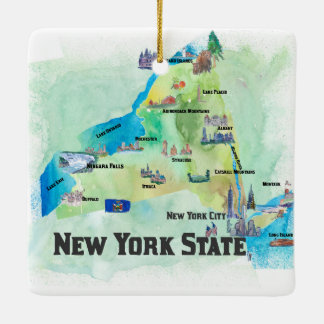 USA statliga New York reser affischkartan Julgransprydnad Keramik