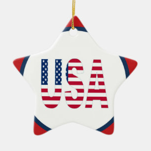 USA stjärna daterad prydnad Julgransprydnad Keramik