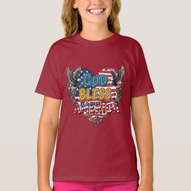 USA Strong  God Bless America T-shirt design  (Framsida)