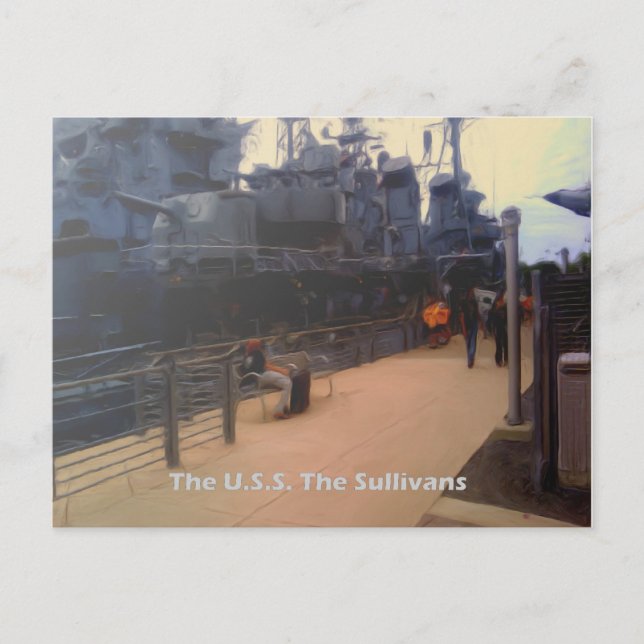 USA Sullivans (DD-537) Vykort (Framsida)