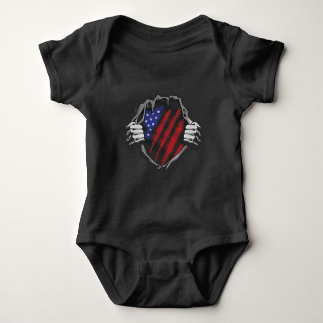 USA Superhjälte Kostym Flagga T Shirt (Framsida)