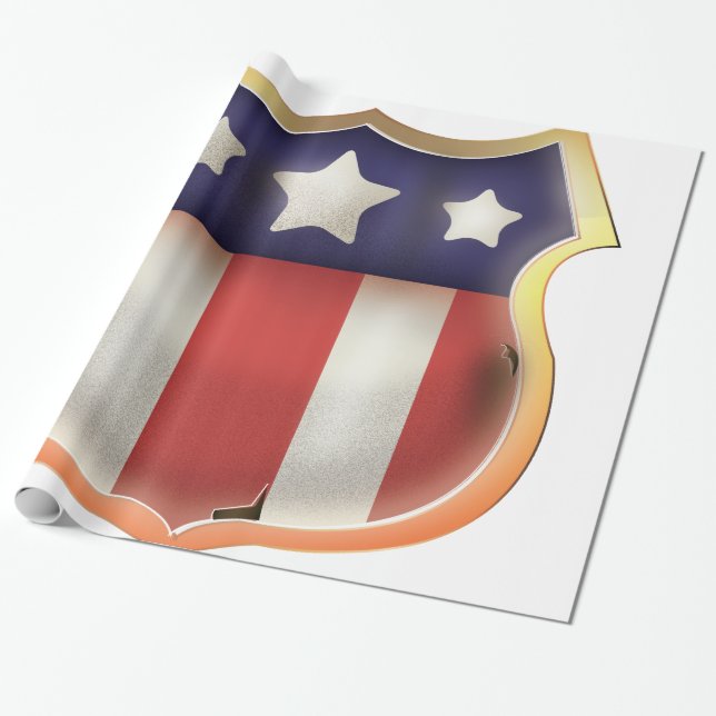 USA Superhjälte Vintage Sköld. Presentpapper (Utrullad)