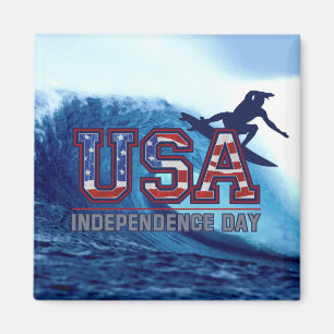 USA Surfer Independence day Magnet