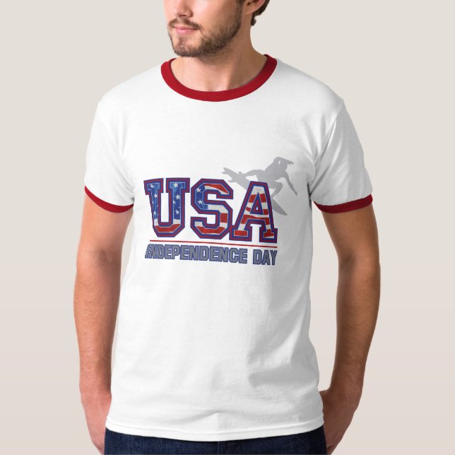 USA Surfer Independence day Manar lert-Shirts Tröja (Framsida)