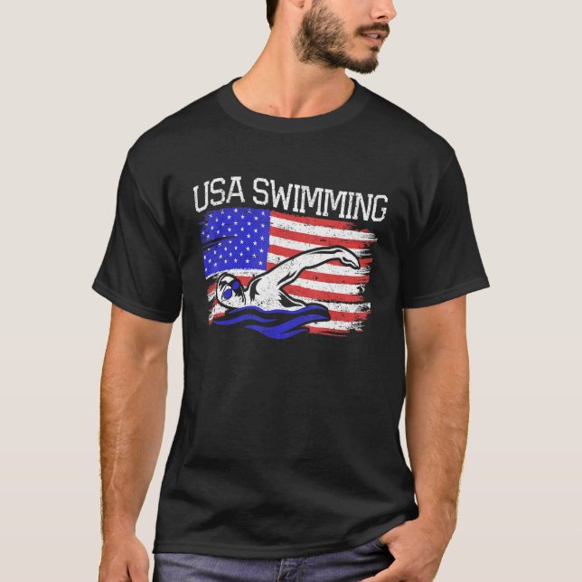 USA Swimming US Simma Aquatic Sport Idrottsman Ame T Shirt (Framsida)