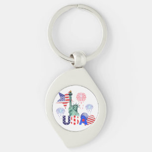 USA SWIRL SILVERFÄRGAD NYCKELRING