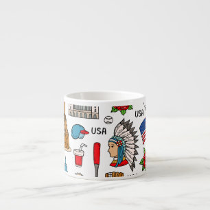 USA Symbols Vintage Seamless Mönster Espressomugg