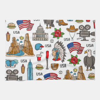 USA Symbols Vintage Seamless Mönster Kökshandduk