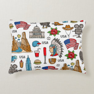 USA Symbols Vintage Seamless Mönster Prydnadskudde