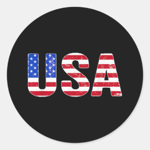 USA T Shirt Patriotic American Flagga Manar Women Runt Klistermärke