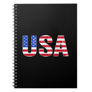 USA T-shirt Patriotisk Amerikansk Flagga Män Kvinn Anteckningsbok