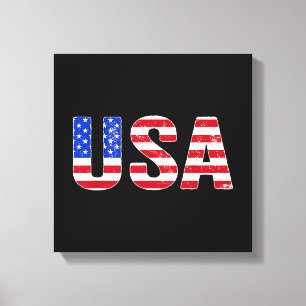 USA T-shirt Patriotisk Amerikansk Flagga Män Kvinn Canvastryck