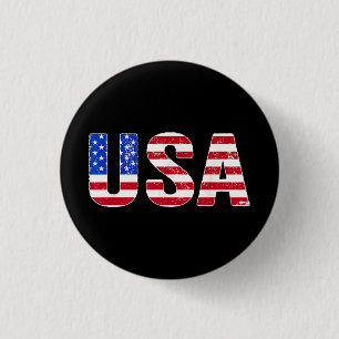 USA T-shirt Patriotisk Amerikansk Flagga Män Kvinn Knapp