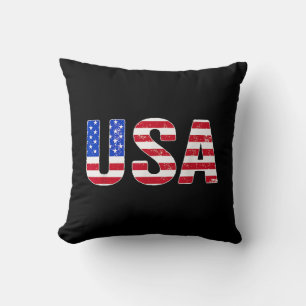 USA T-shirt Patriotisk Amerikansk Flagga Män Kvinn Kudde
