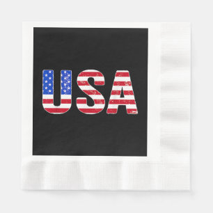 USA T-shirt Patriotisk Amerikansk Flagga Män Kvinn Pappersservett