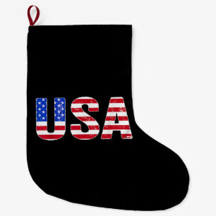USA T-shirt Patriotisk Amerikansk Flagga Män Kvinn Stor Julstrumpa