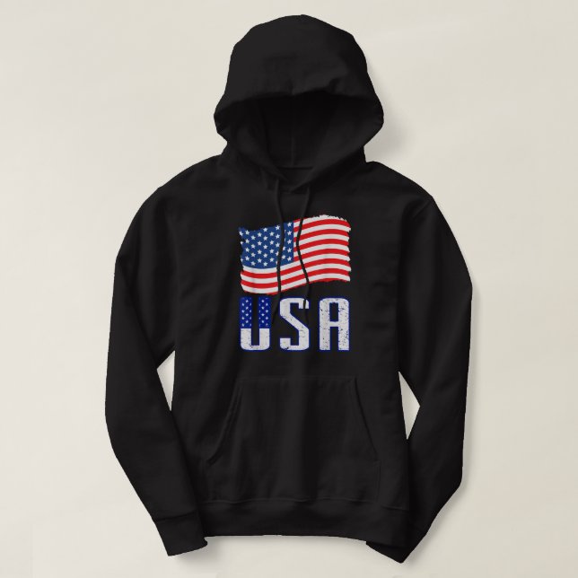 USA T Shirt Women Manar Kids Patriotic American Fl Hoodie (Design framsida)