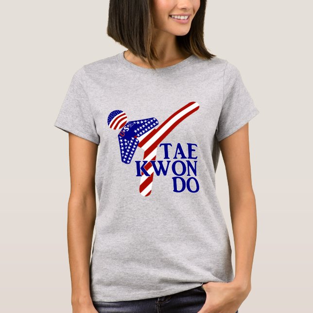 USA Taekwondo Kick (1) Tee Shirt (Framsida)
