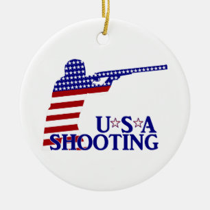 USA-tagning (Röda vita och blå gevär) Julgransprydnad Keramik