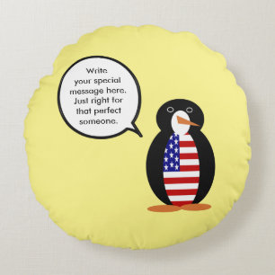 USA Talking Penguin Personlig Rund Kudde