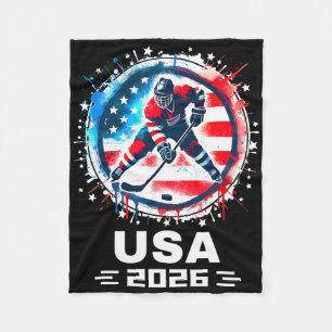 Usa Team 2026 Hockey Amerikansk Flagga Kvinnor Män Fleecefilt