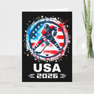 Usa Team 2026 Hockey Amerikansk Flagga Kvinnor Män Kort