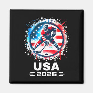 Usa Team 2026 Hockey Amerikansk Flagga Kvinnor Män Magnet