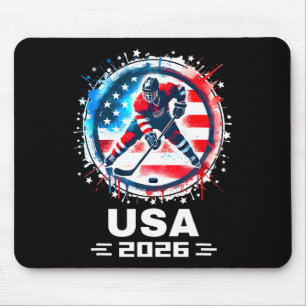 Usa Team 2026 Hockey Amerikansk Flagga Kvinnor Män Musmatta
