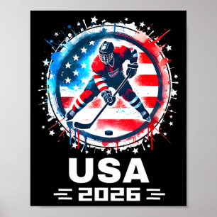 Usa Team 2026 Hockey Amerikansk Flagga Kvinnor Män Poster