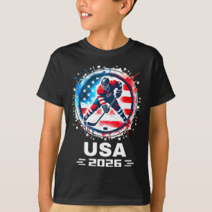 Usa Team 2026 Hockey Amerikansk Flagga Kvinnor Män T Shirt