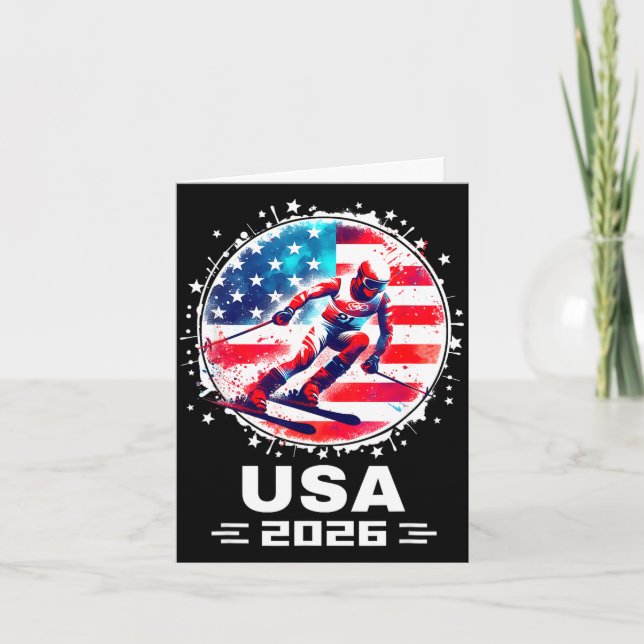 Usa team 2026 skidräksa för män kvinnor barn kort (Framsida)