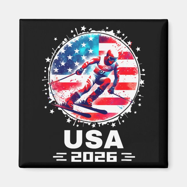 Usa team 2026 skidtröja för män kvinnor barn magnet (Framsidan)