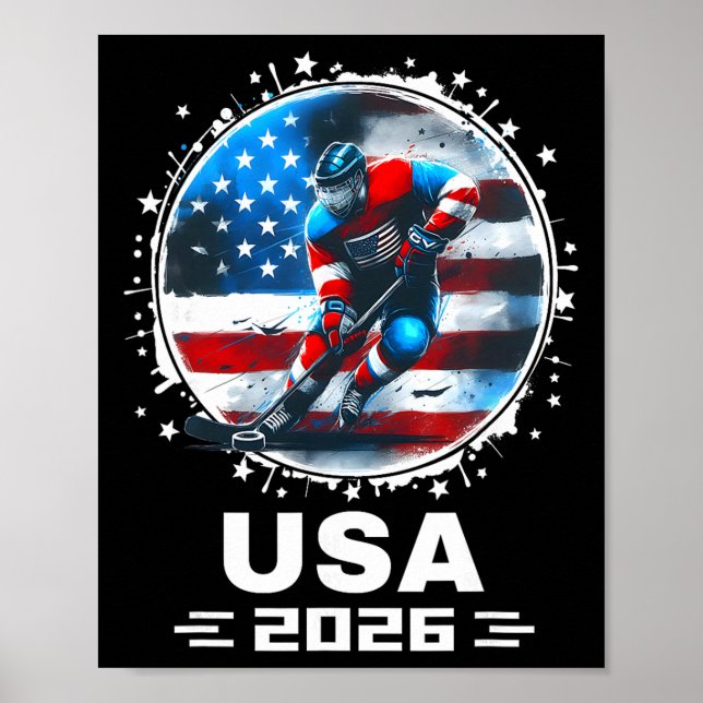 Usa Team 2026 United States American Flag Hockey U Poster (Framsidan)