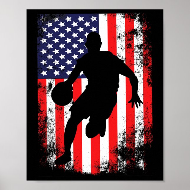 USA Team Basketball Supporter American Patriotic F Poster (Framsidan)