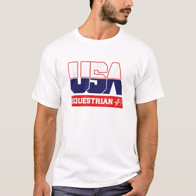 USA Team Equestrian manar Women American Sport T S T Shirt (Framsida)