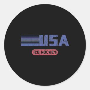 Usa Team Sport Retro Usa Team Amerikansk Ishockey Runt Klistermärke