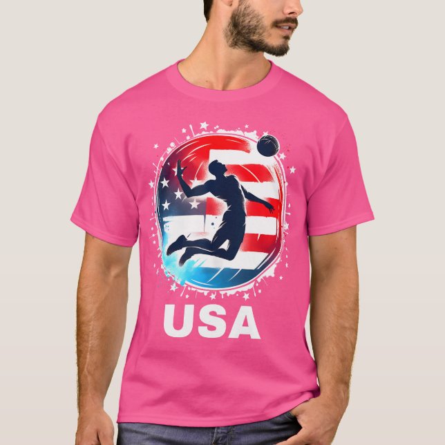 USA Team Volleyball United Stater American Flagga  T Shirt (Framsida)