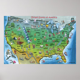 USA TECKNAD KARTA HUGE POSTER