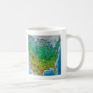 USA TECKNAD KARTA KAFFEMUGG
