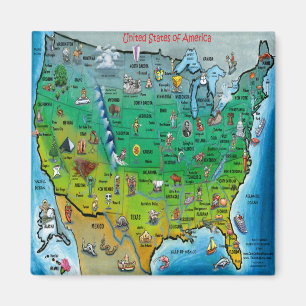 USA TECKNAD KARTA MAGNET