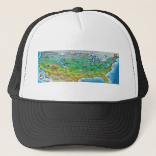 USA tecknadkarta Truckerkeps