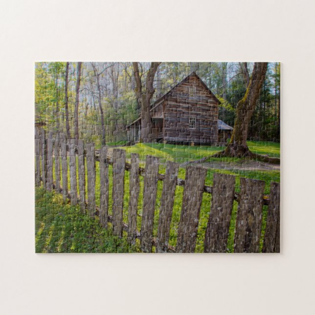 USA, Tennessee, Cabin in Cades Cove Pussel (Horisontell)