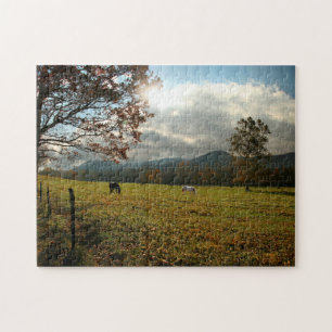 USA, Tennessee. Hästar i Cades Cove Valley Pussel