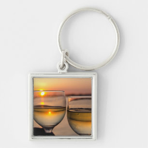 USA, Tennessee, Mississippifloden nära Memphis Fyrkantig Silverfärgad Nyckelring