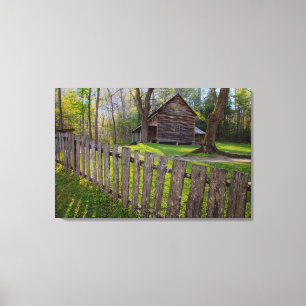 USA, Tennessee, Stuga i Cades Cove Canvastryck
