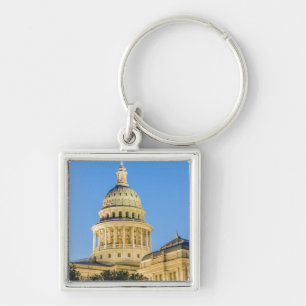 USA, Texas, Austin. Capitolium (1888) 3 Fyrkantig Silverfärgad Nyckelring