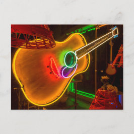 USA, Texas, Austin. Neon-gitarr på Blackmail Vykort