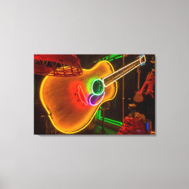 USA, Texas, Austin. Neon Gitarr Vid Utpressning Canvastryck